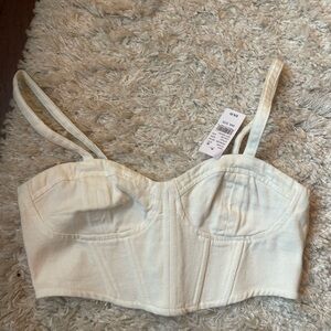 NWT Pacsun Off White Cream Bustier Crop Top Small